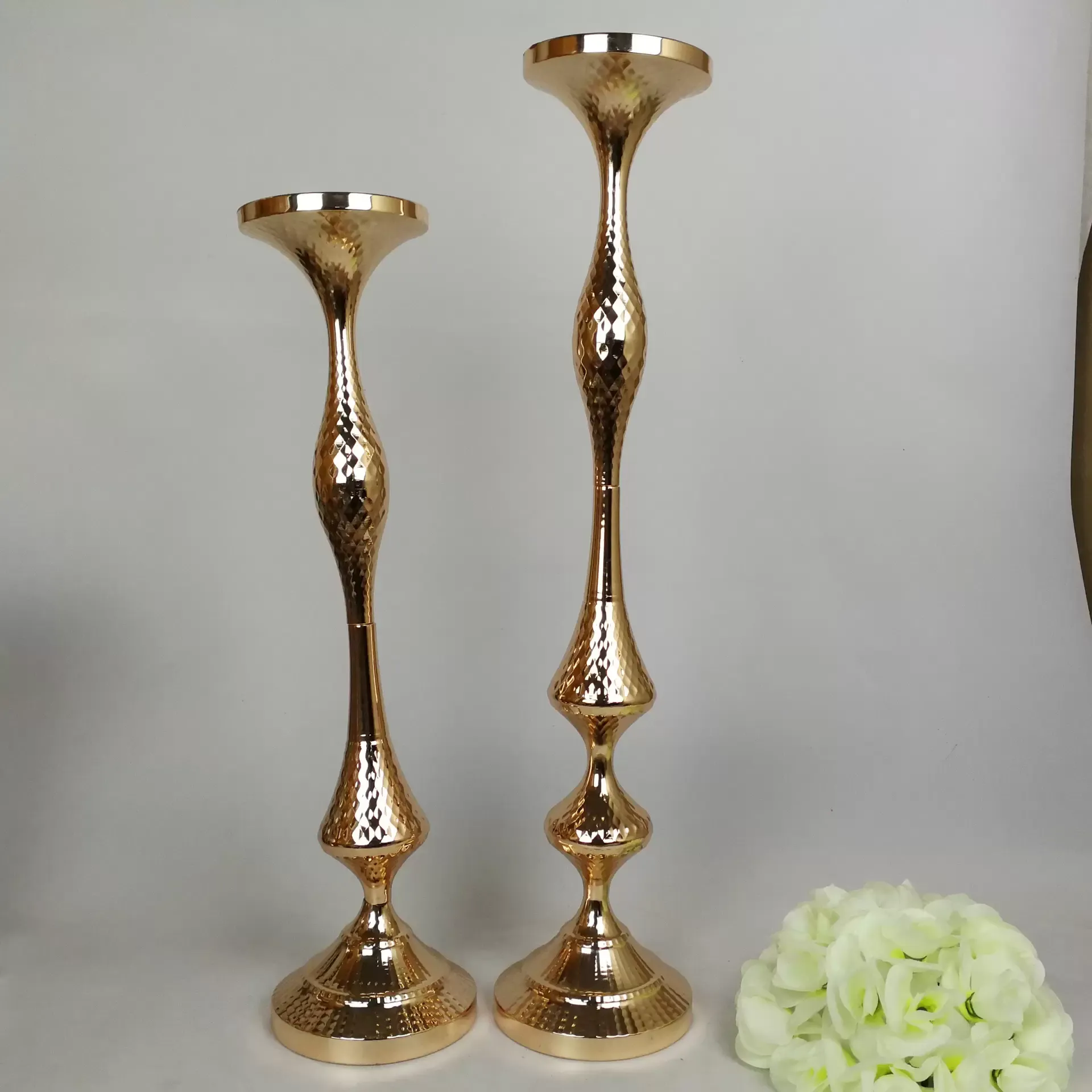 Vase géométrique créatif en métal par galvanoplastie, décoration de fête de mariage, guide, ornements de table, artisanat d'arrangement floral