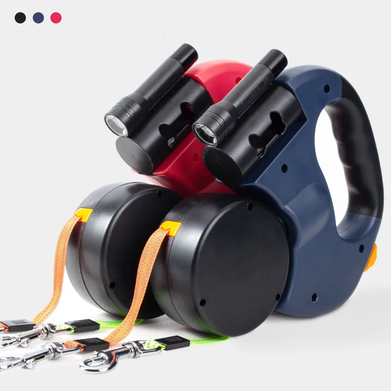 PetSmart LED Retractable Dog Leash Automatic Two Headed Bag Box