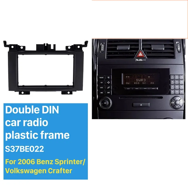 Car Radio Fascia DVD Panel Black Installation Trim for Benz Sprinter VW Volkswagen Crafter 2006 Audio Cover Kit 2 Din