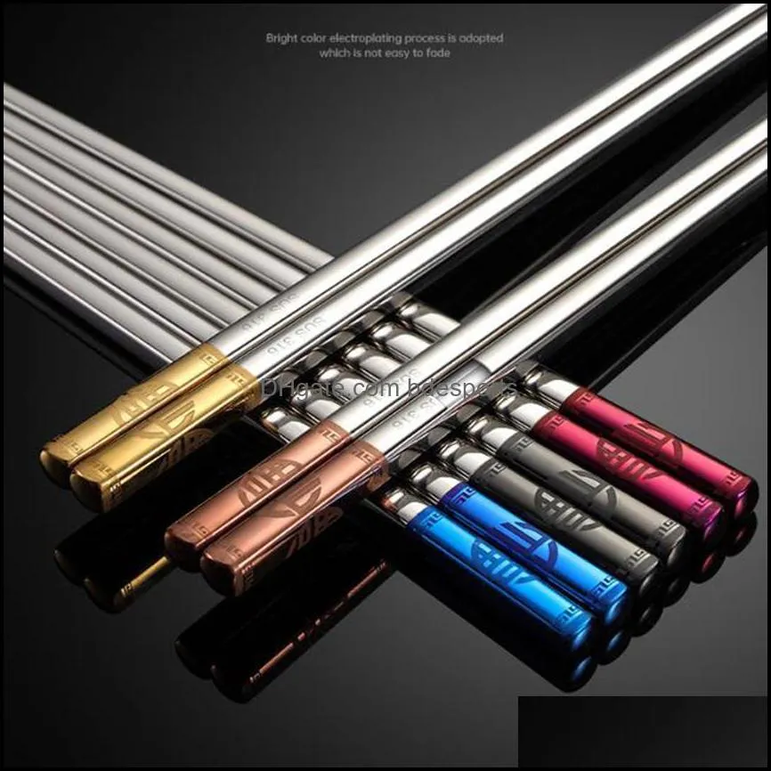 316L Stainless Steel Chopsticks Heat Insulation and Anti-scalding Home el Square Non-slip Chopstick a31