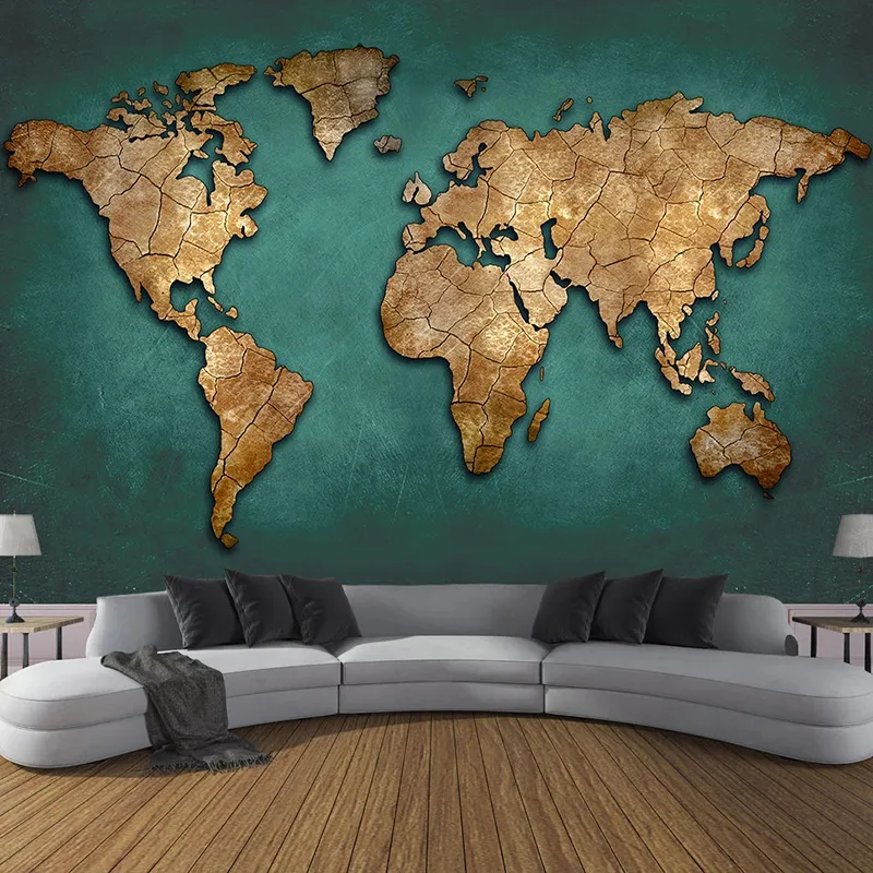 Custom Mural Retro Nostalgic 3D Stereoscopic Embossed World Map Photo Wall Fresco Bedroom Study Room Restaurant Decor Wallpaper