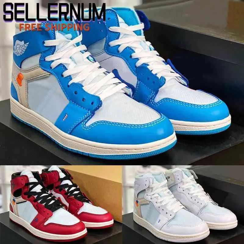 Shoes High OG 1s Mens Basketball Off Joint Design UNC Chicago North Carolina Chaussures Red Blue White Women Sports Sneakers Trainer