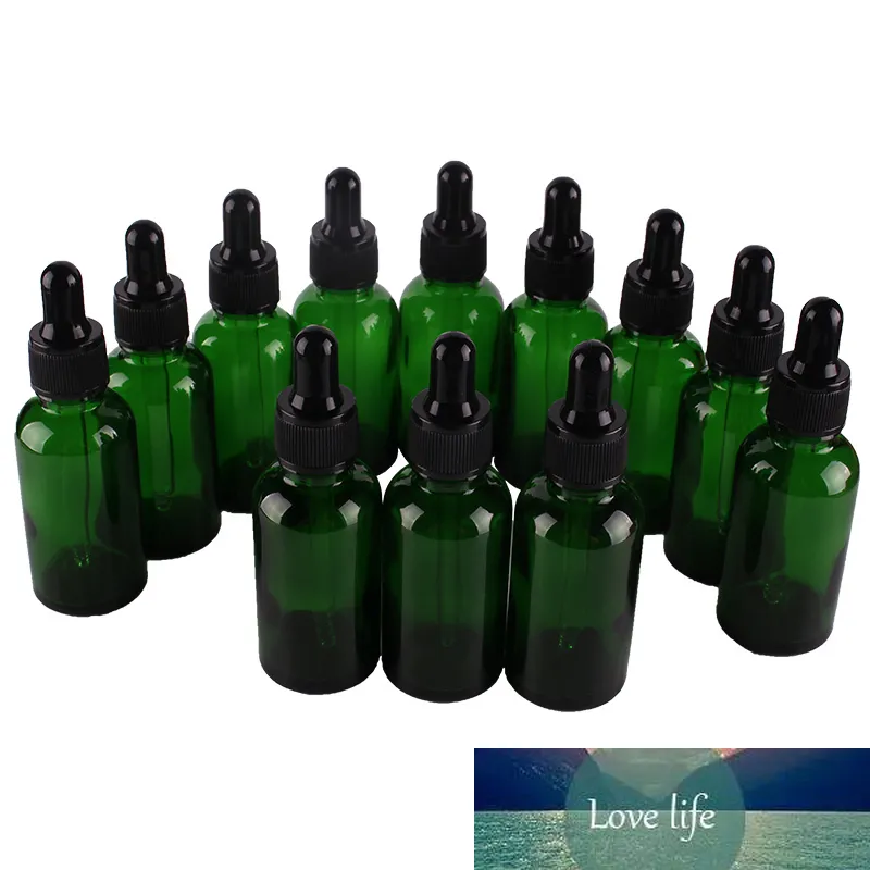 12 шт. 30 мл 1 унций Зеленые стеклянные бутылки с пипеткой для эфирных масел Ароматерапевтические химические вещества