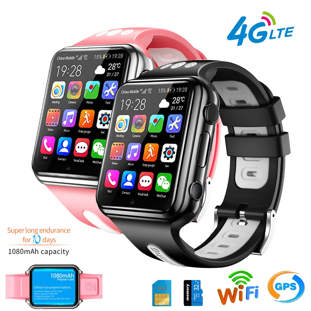 W5 4G GPS Wifi location Student/Kids Smart Watch Phone android system clock app install Bluetooth Smartwatch 4G SIM Card