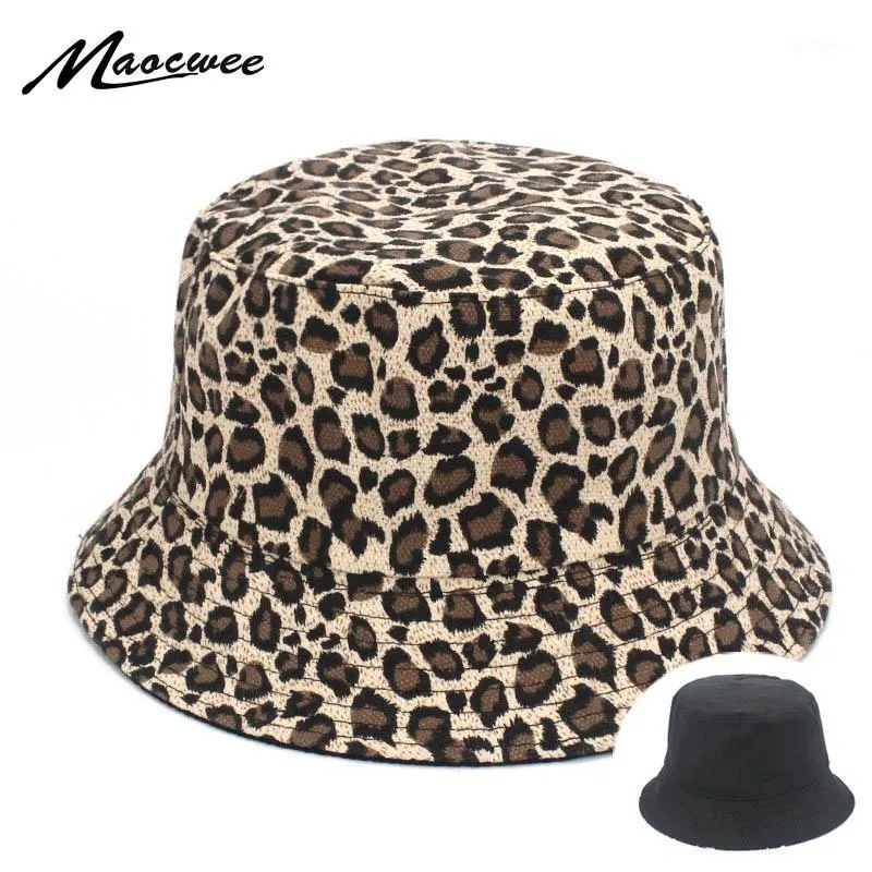 Women Leopard Print Bucket Comfortable Breathe Foldable Men Beach Flat Top Sun Fishing Hat high quality Flat Panama Hat Street1