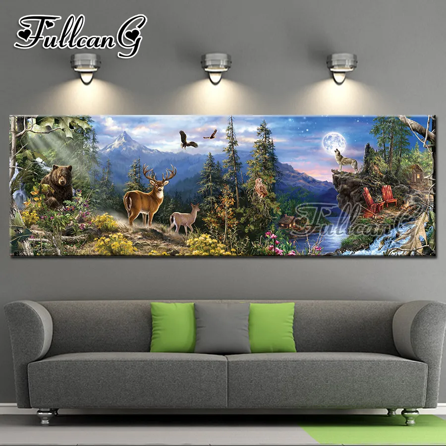 Fullcang quadrado completo / redonda broca diy diamante pintura lua animais vida grande tamanho 5d bordado mosaico ponto cruz kits fc425 201112