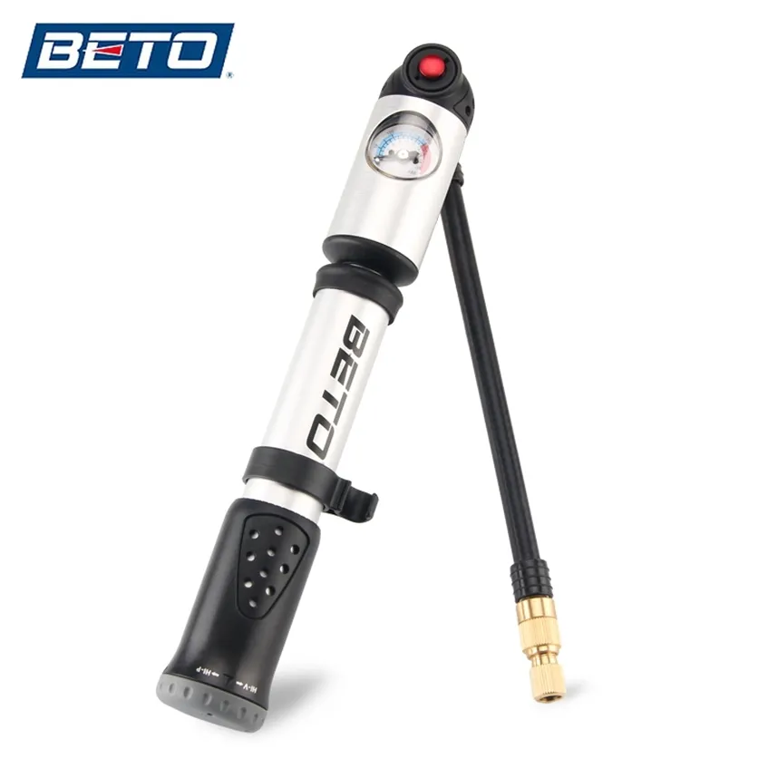 BETO Air 2 in 1 Shock & Tire 2 Stages Mini Bike Pump with Gauge for Fork Rear Suspension Mountain Bicycle Schrader Presta 220225