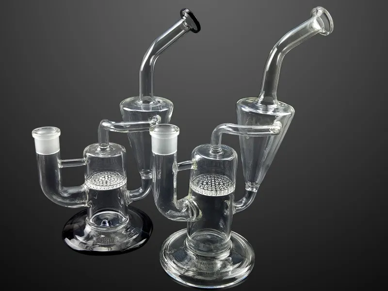 Clear/Black Glass Water Bong Hookah with Honeycomb Filters Smoking Pipe Tobacco Accessories