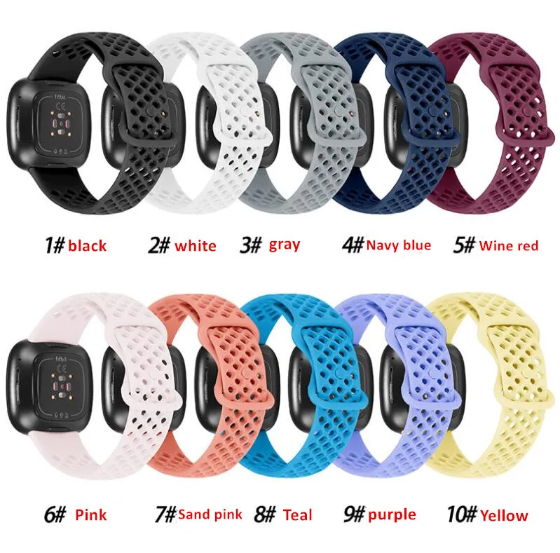 Correa deportiva clásica de silicona suave, correas de repuesto para reloj inteligente Fitbit Versa 3/Sense