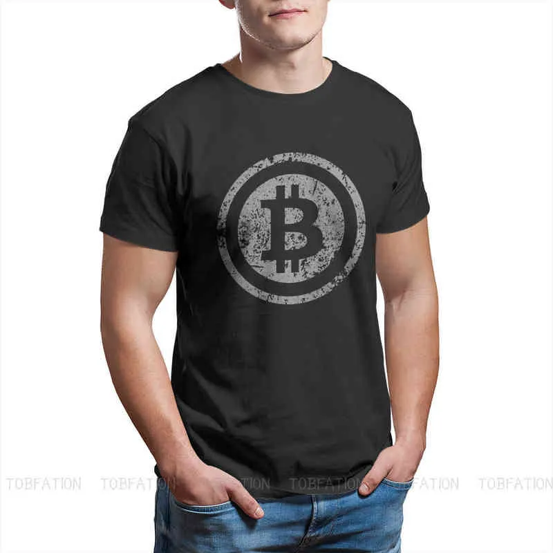 Bitcoin Sign Art Satoshi Nakamotoは男性Tシャツオムグラフィック服クールデザインコットン原宿TシャツG1222