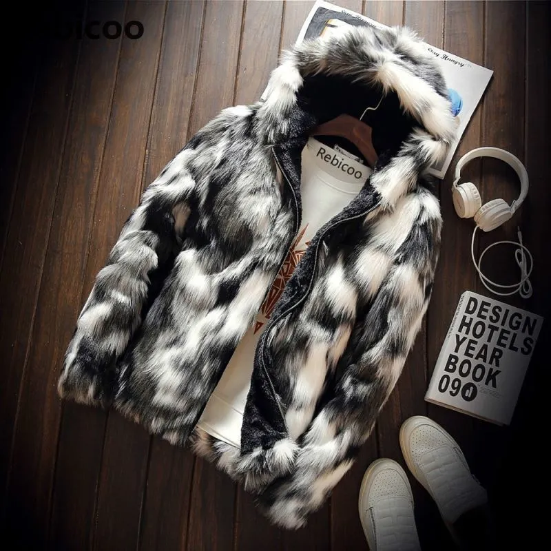 Mens Oversized Winter Coat With Thick Faux Fur Zipper Hood