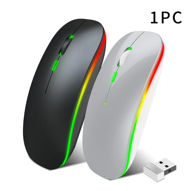 Portable Low Noise For Laptop Wireless Mouse Optical Rechargeable Intelligent Desktop PC Colorful Lighting 2.4GHz Ultra Thin1
