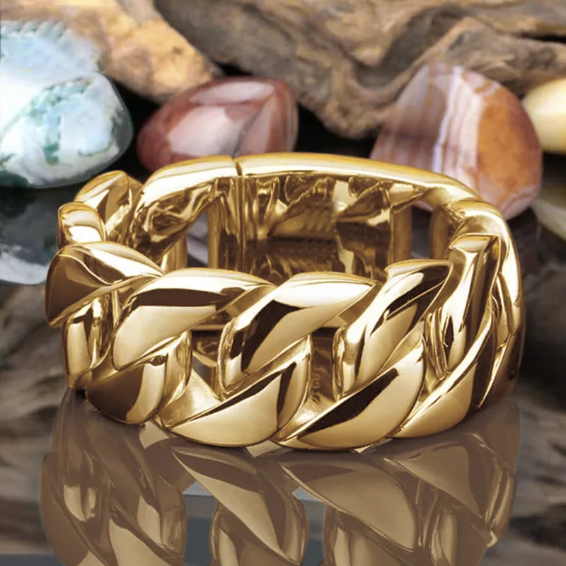 Mode zilver goud contrast kleur ketting ring hip hop dames mannen band rings mode sieraden wil en zandig geschenk