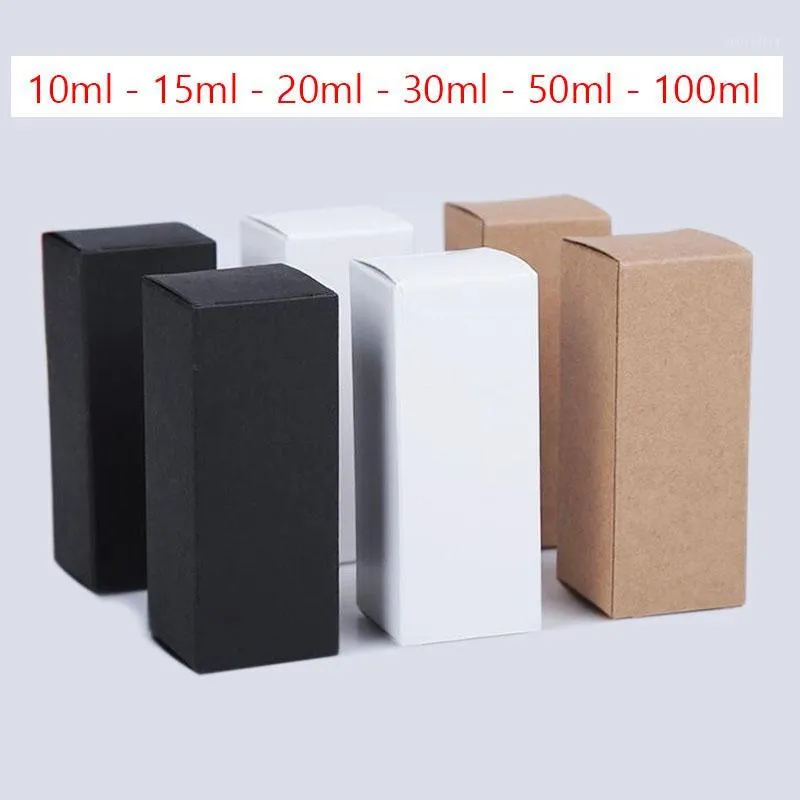 100 pcs / lote caixa de papel kraft preto para óleos essenciais frasco de perfume 10ml 15ml 20ml 30ml 50ml 100ml batom caixas de embalagem branco1