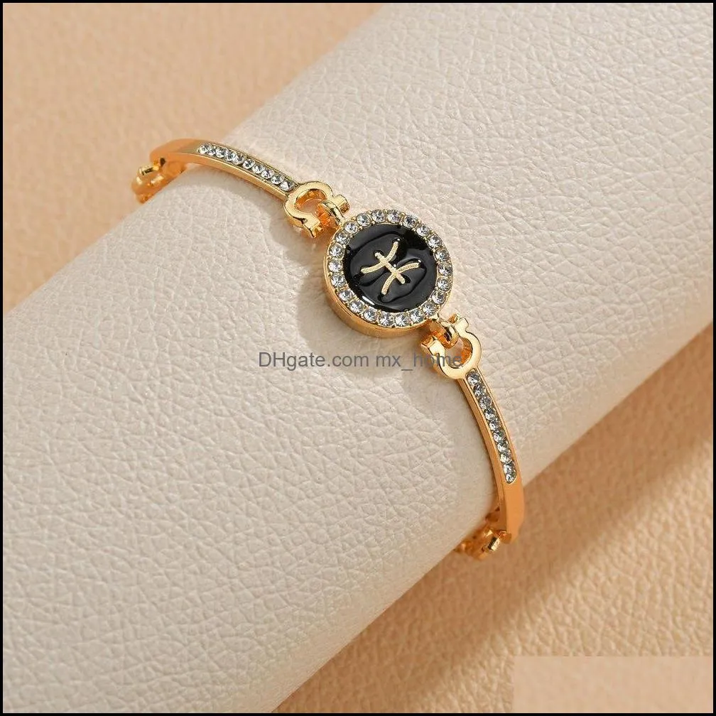 Birth Jewelry Constellations 12 Zodiac Signs Charm Bracelets for Women Men Birthday Gift Cubic Zircon Zodiac Bracelet Chain
