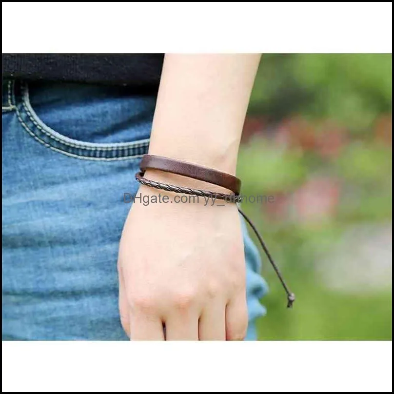 Wholal Fashion Handmade Wristbands Truth Black Adjustable Leather Bracelet For Men