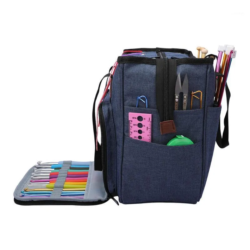 PCの空の糸の収納袋のかぎ針編みのフックの編み針DIY織り作品の縫製ツールアクセサリー用品バッグ