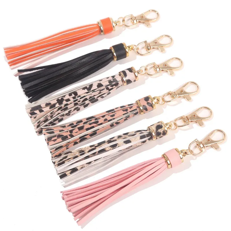 Fashion Tassel Key Chain Party Favor Women Cute Bag Accessory PU Leather Tassels Car Key Ring