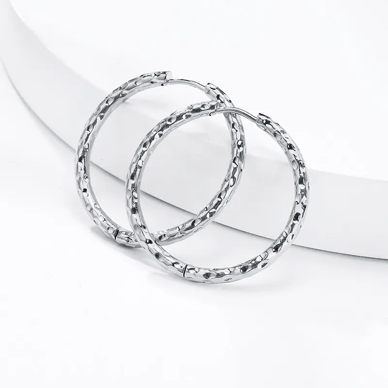 One pair EH298 Silver Stainless Steel Round Wire Chain Earring Hoop Men Women Charming Jewelry 2.5mm 20mm/30mm