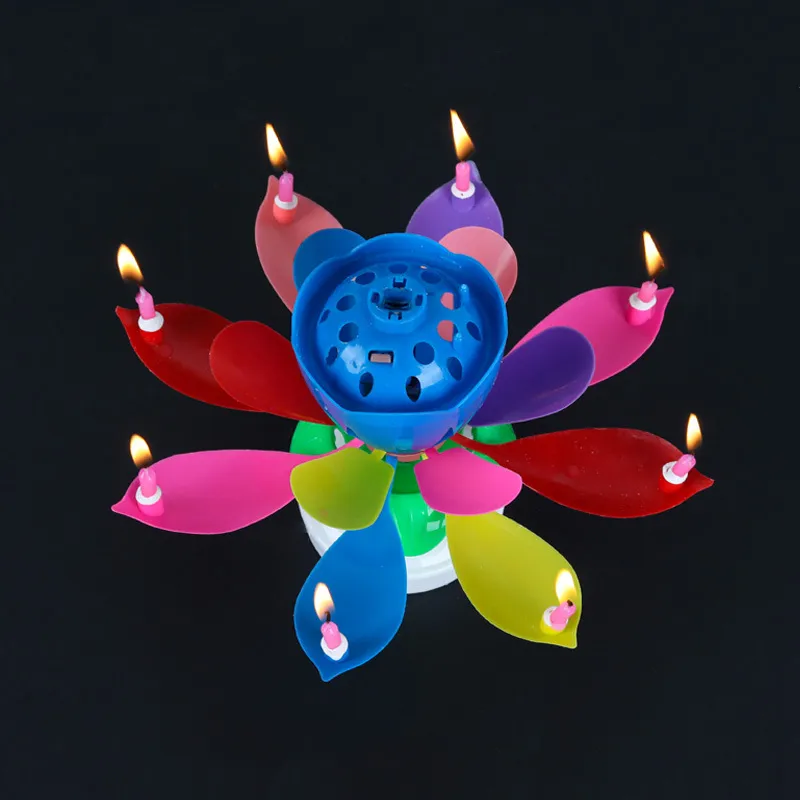 Kerze Geburtstagstorte Topper Dekoration Magische Lotusblütenkerzen Blüte Rotierende Spin Partykerze Musikalischer Geburtstag T3I51680