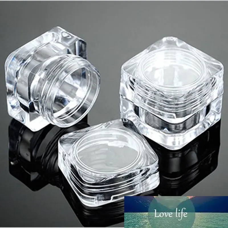 Boîte d'emballage d'échantillon de crème de 5 grammes, pot de crème pour les yeux en cristal Transparent de haute qualité, récipient cosmétique carré en plastique 50 pièces/lot