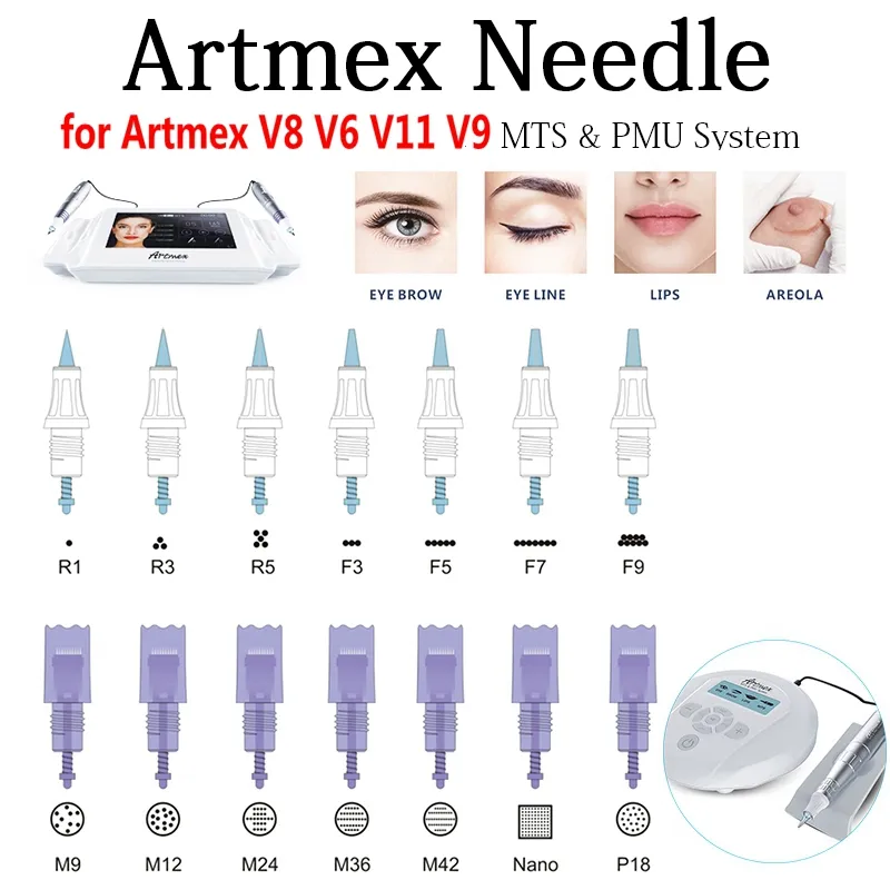 20 шт. наконечники с микроигольчатым картриджем для Artmex V8 V6 V11 V9 машина для перманентного макияжа Derma Pen MTS PMU уход за кожей