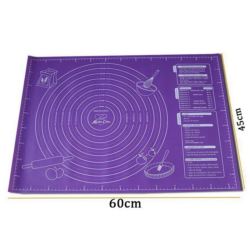 과자 보드 실리콘 패드 베이킹 매트 시트 추가 큰 피자 반죽 비 스틱 메이커 홀더 주방 도구 45x60cm