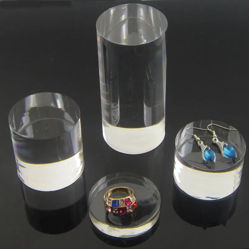 Cubo di cristallo acrilico base cilindrica giocattolo borsa per scarpe gioielli espositore in porcellana oggetti di scena antichi ornamenti