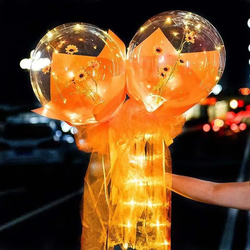 DIY Balloons With Lights Wholesale With Rose Flower Bouquet Birthday  Wedding Decoration Transparent Flowers Balls Luminous Bobo Balloon WLY  BH4647 From Besgohouseware, $3.75