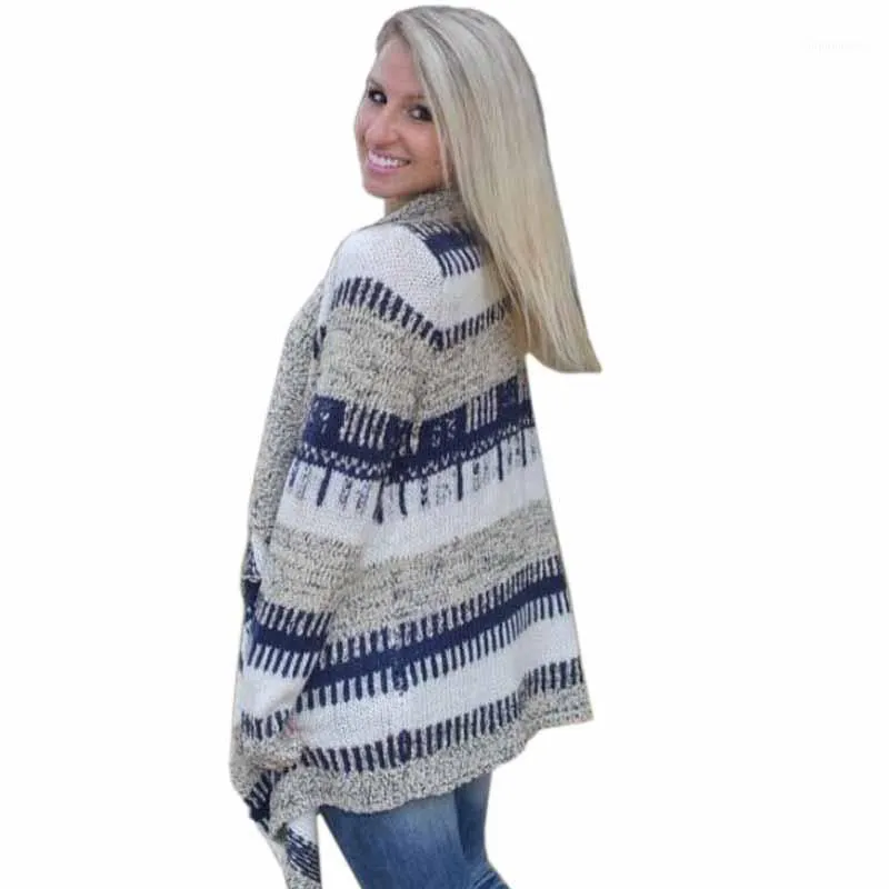 Autunm Mode Frauen Unregelmäßigen Gedruckt Strickjacken Pullover Mantel Langarm Casual Jacke Top Offenen Stich YF148