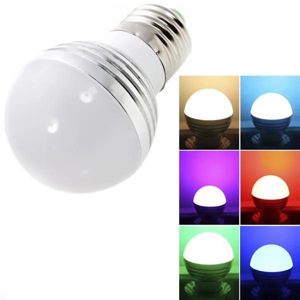 E27 3W RGB LED Ściemnione oświetlenie 85-265V Żarówki Biuro wysokiej jakości światła