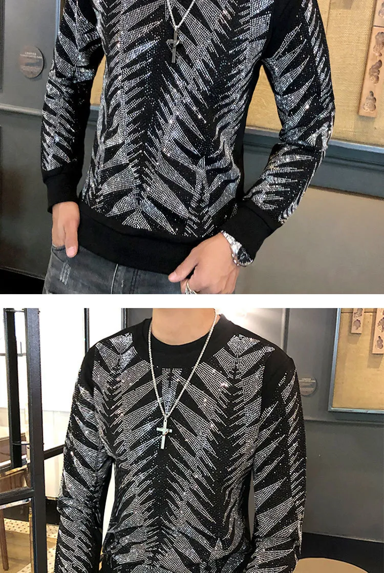 Shining Metallic Long Sleeve T-Shirt - Streetwear, Hip Hop