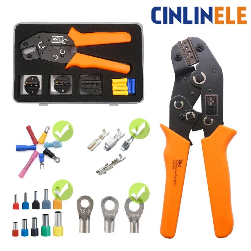 Crimp Pliers Multiple Crimping Dies Set Wire Dupont Terminals Tools For Heat Shrink Connectors Non-Insulated Ferrule Terminals Y200321