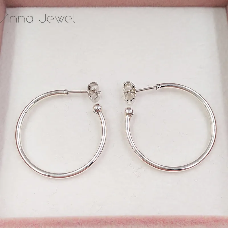 Autentyczne 100% 925 Sterling Silver Pandora Hoops wszechstronnych kolczyków z jasnym CZ pasuje do European 297727