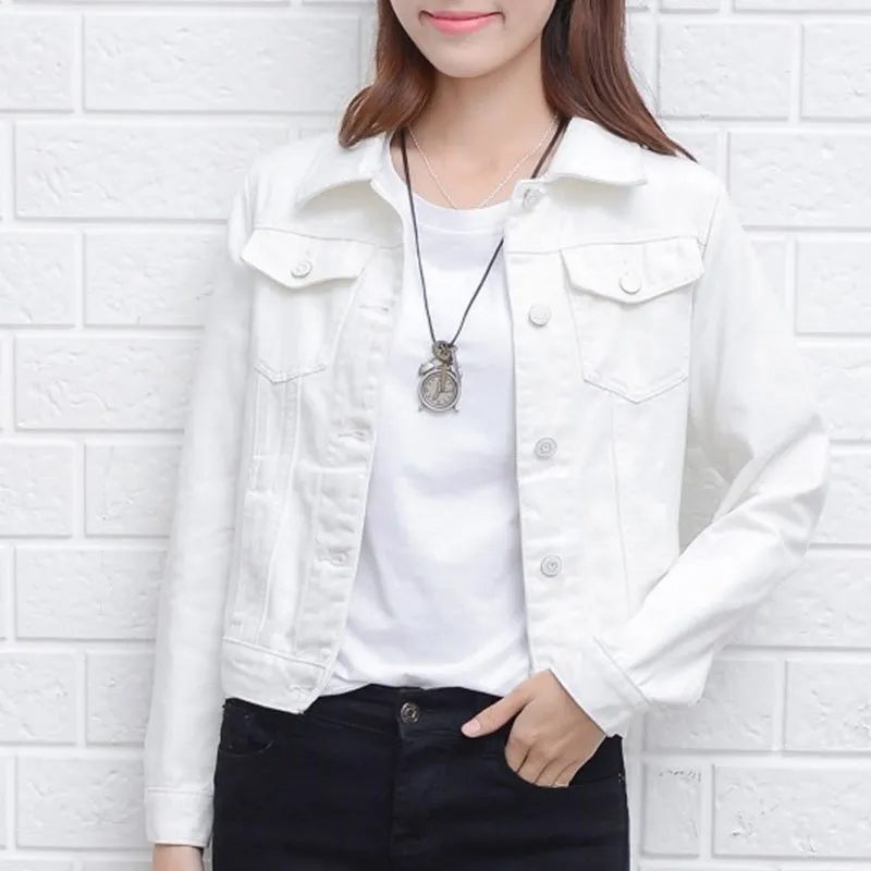 Korean Style Single Breasted Denim Ladies Summer Jackets For Women