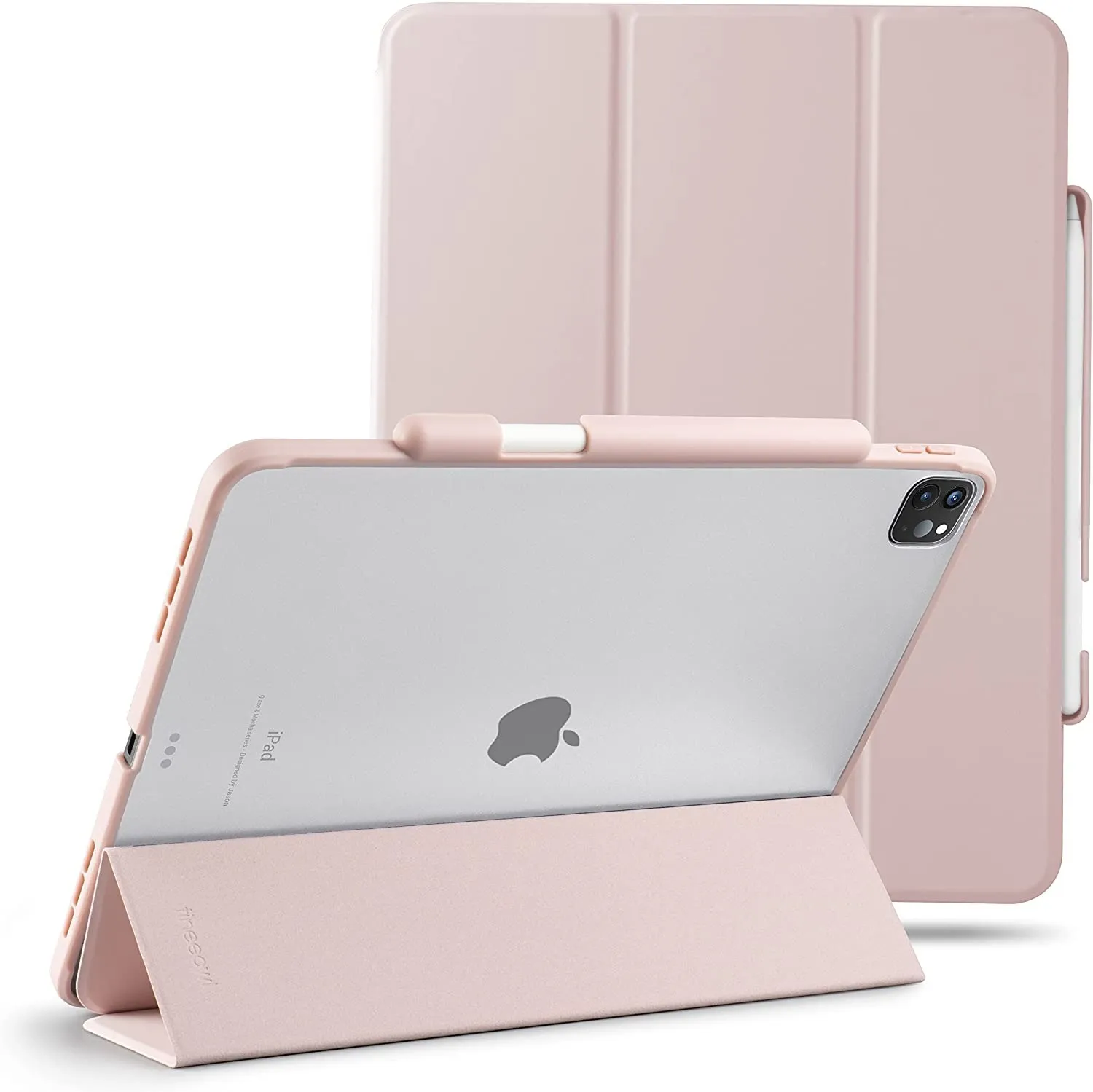 Stands Mocha Ipad Pro 11 Inch Case 2021, (3e, 2e generatie) Ultra dunne mat duidelijke geval met potloodhouder + tri-fold stand deksel, lichtgewicht