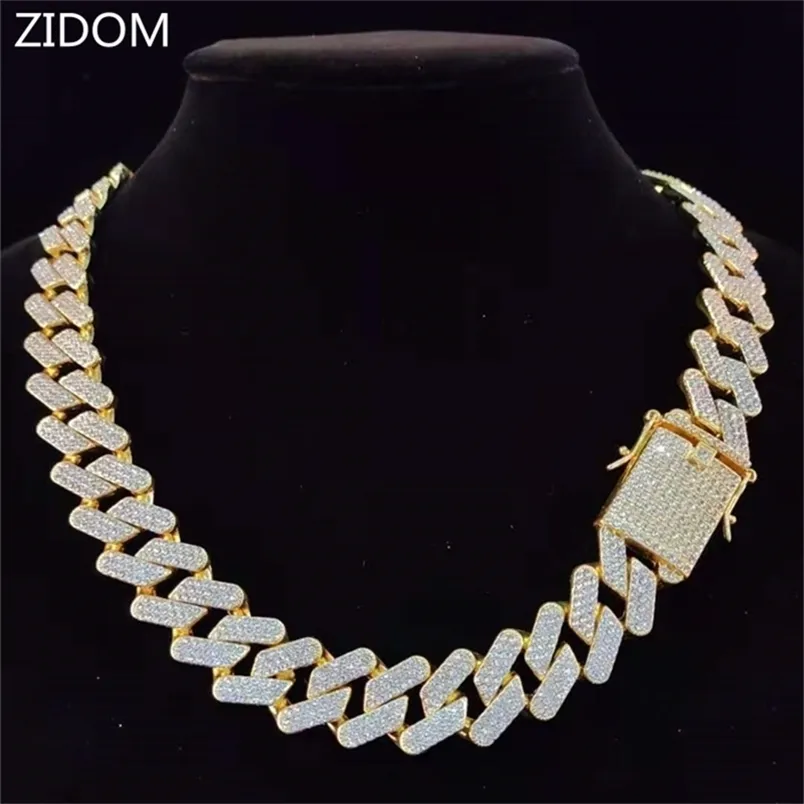 Herr Hip Hop Kedja Halsband 20mm tungt Rhombus Kubanska Kedjor Iced Out Bling Halsband modesmycken För Present 220210