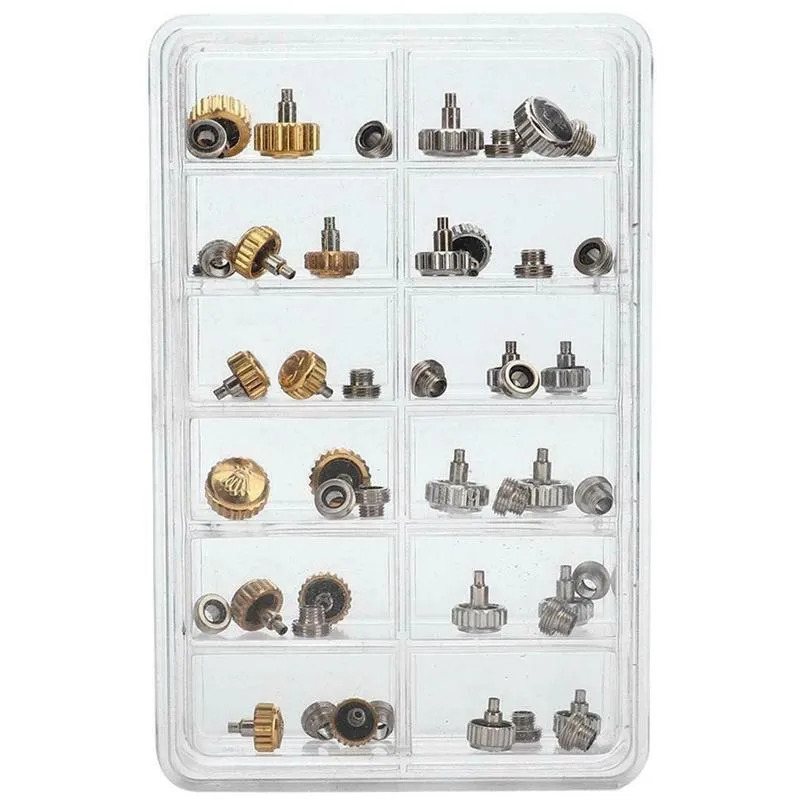 40pcs horloge kronen Bekijk Waterdichte vervanging Diverse reparatiehulpmiddelen met doos