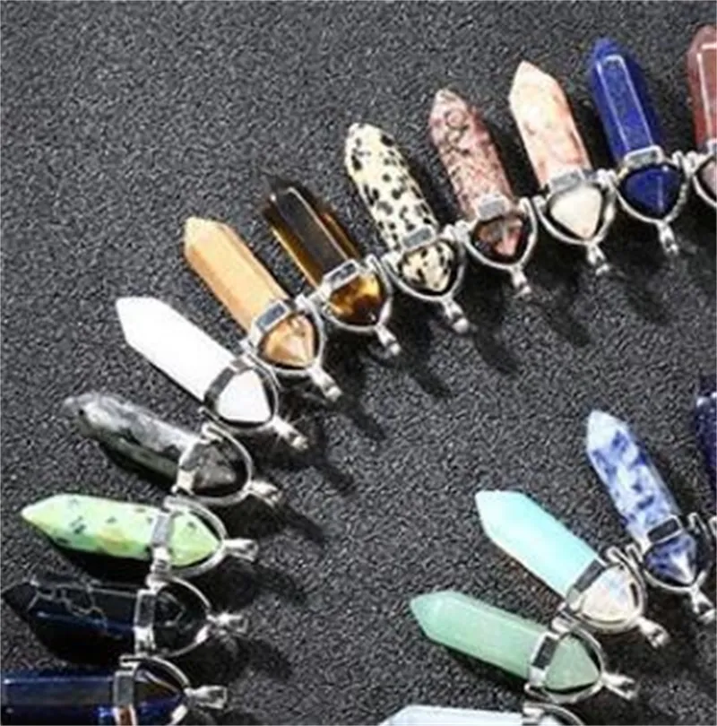 Artificial Hexagon Quartz Necklaces Natural Healing Crystals Stone Amethyst Pendant Womens Mens Colorful Jewelry Accessories New 1 2cy M2