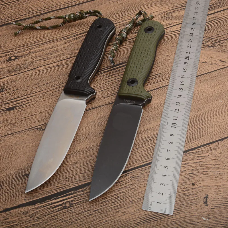 1 Pz Coltello Dritto Di Sopravvivenza All'aperto Di Alta Qualità D2 Lama D2 Black Stone Wash Drop Point Full Tang Green G10 Manico Con Guaina ABS K