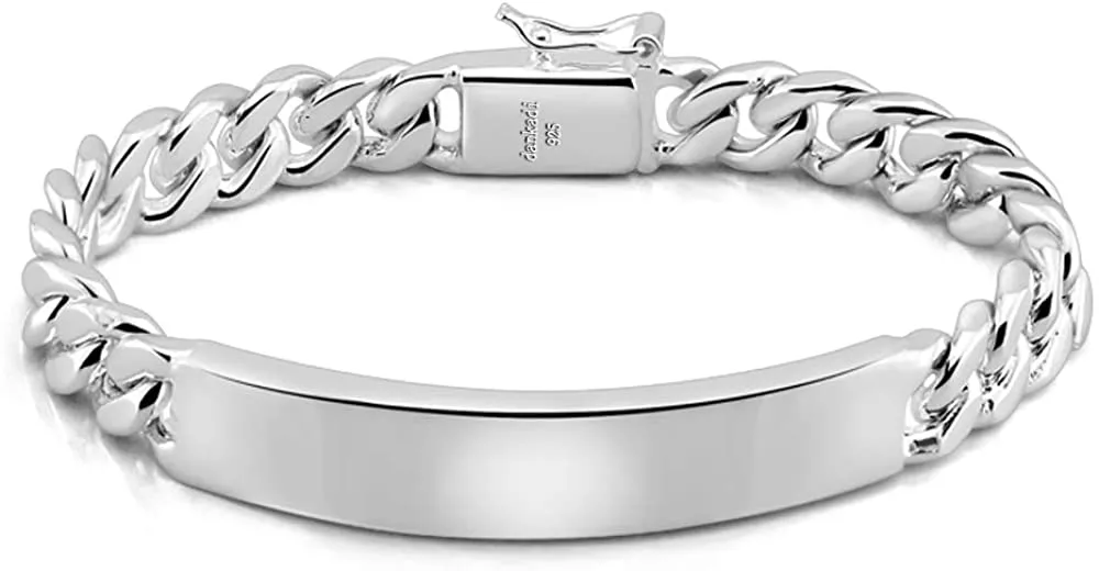 Dankadi Classic Men's Silver Jewelry Bracelet 100% 925 Sterling Silver Bracelet Glossy Brand Bracelet Original Italian Silver Cuban Chain