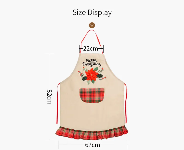 New Christmas decoration supplies big red linen apron creative adult Christmas apron restaurant atmosphere dress up T3I51329