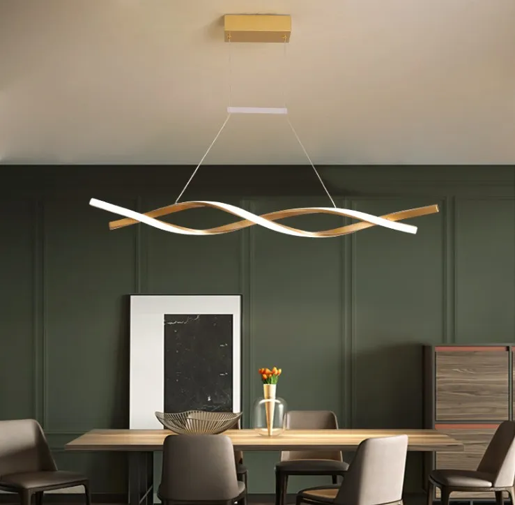 Luz moderna do pendente para a barra da cozinha da cozinha que ilumina a onda de alumínio Avize lâmpada pingente do brilho para o escritório da sala de jantar
