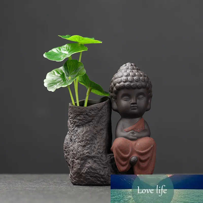 Presente artesanal decorações criativas ceramics vasos hidropônico zen monges feng shui ornamentos verdes plantas flor potenciômetro chá animal de estimação