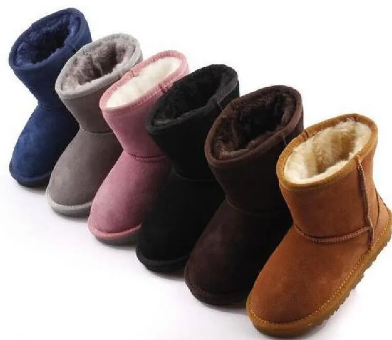 Hot sell classic design AUS U5281 baby boys girls kids snow boots Cowskin Sheepskin keep warm boots Birthday Christmas gifts Free transshipment U5281G