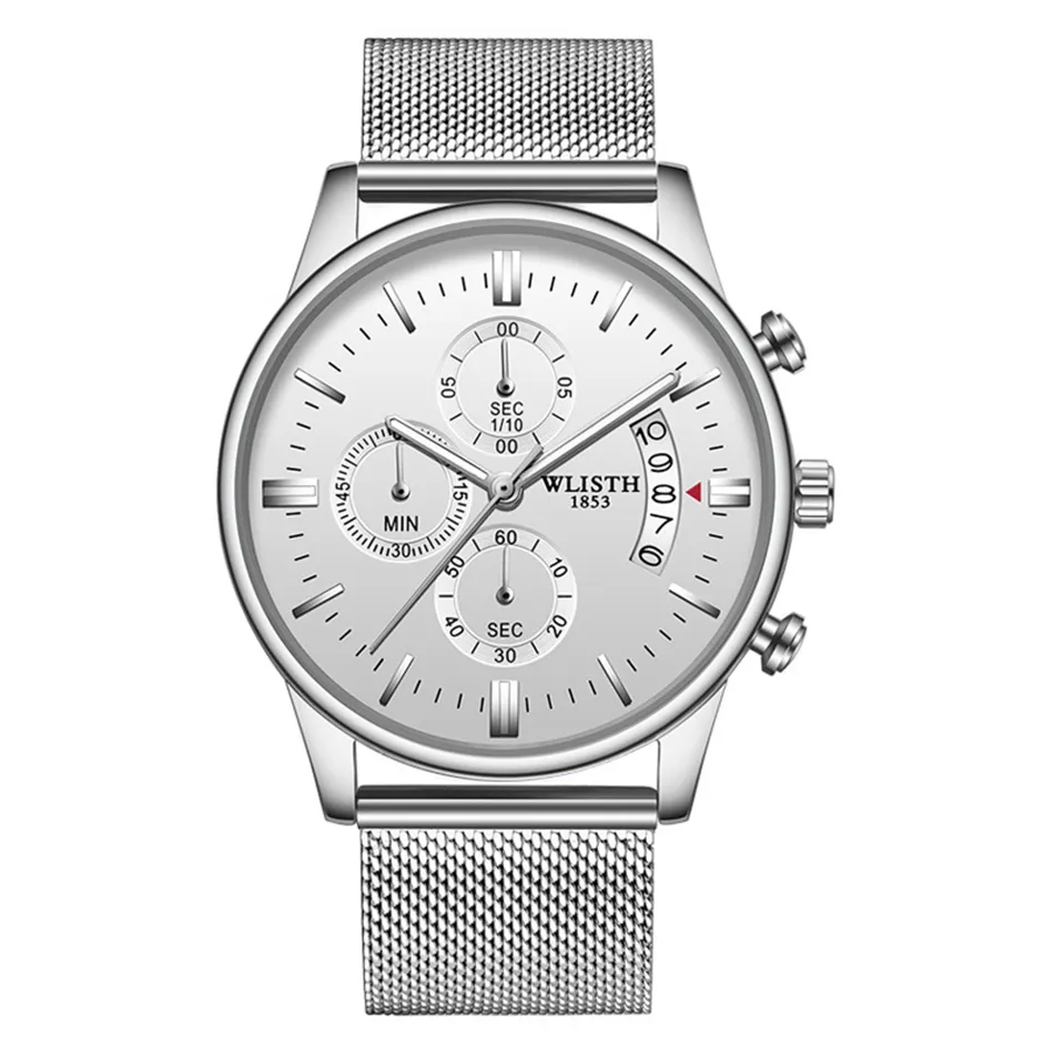 Fashion Wathces Luxury Shockproof Quartz Men Watches High Quality Original Stainless Steel Day Date Watch Waterproof Male Wrist Watch 2021
