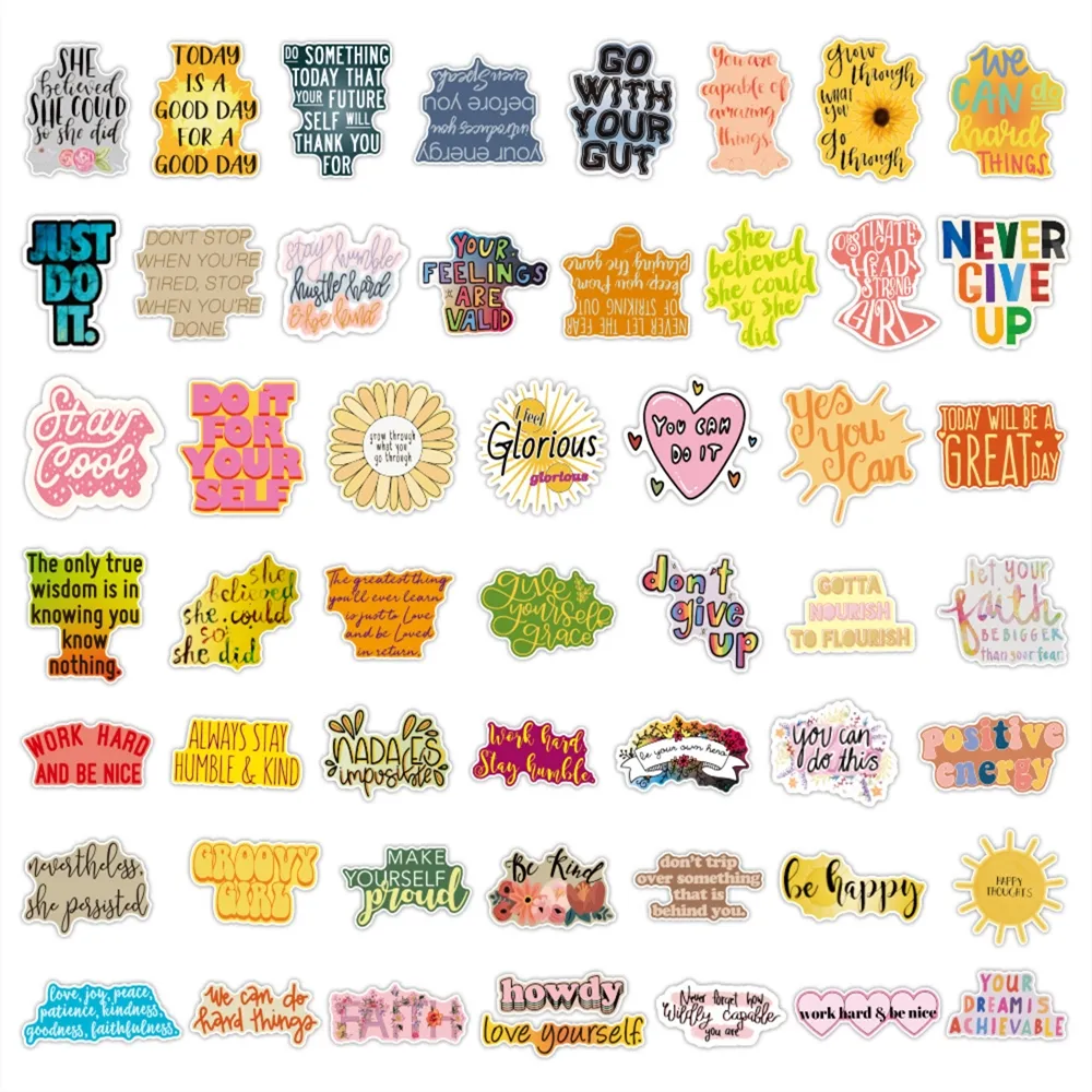 Fedex Shipping Wholesale 50pcs/pack Motivational Quote Inspirational Sayings Stickers Car Luggage Helmet Laptop Skateboard Decal Kids Toys