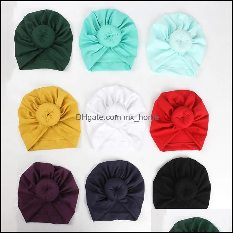 Kepsar hattar tillbehör baby, barn moderskap 12 färger sött spädbarn toddler unisex boll knut indisk turban vår höst cap baby donut hatt s