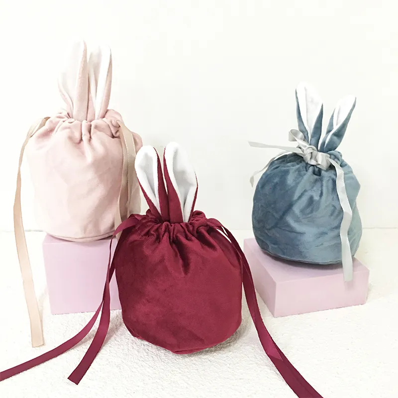 Cordon velours sacs faveur oeufs de pâques sac de rangement mariage bonbons pochette d'emballage cosmétique bijoux sac saint valentin cadeau