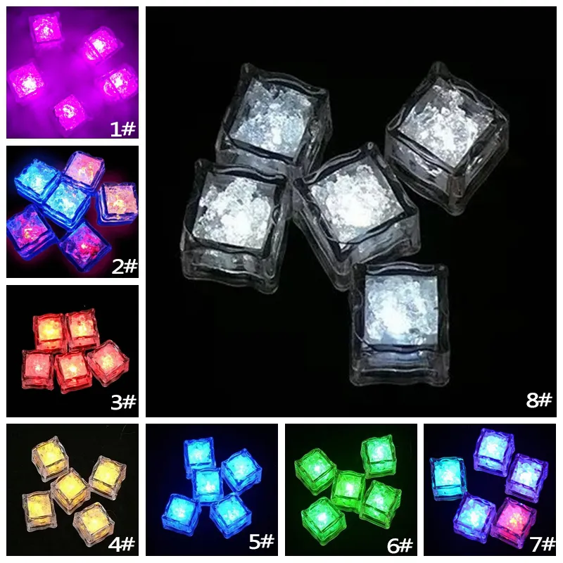 Coloré Glow Ice Cubes LED Induction Ice Cube Light Wedding Bar Party Décoration Fournitures Chambre Glows Lights Ornement BH6167 WLY
